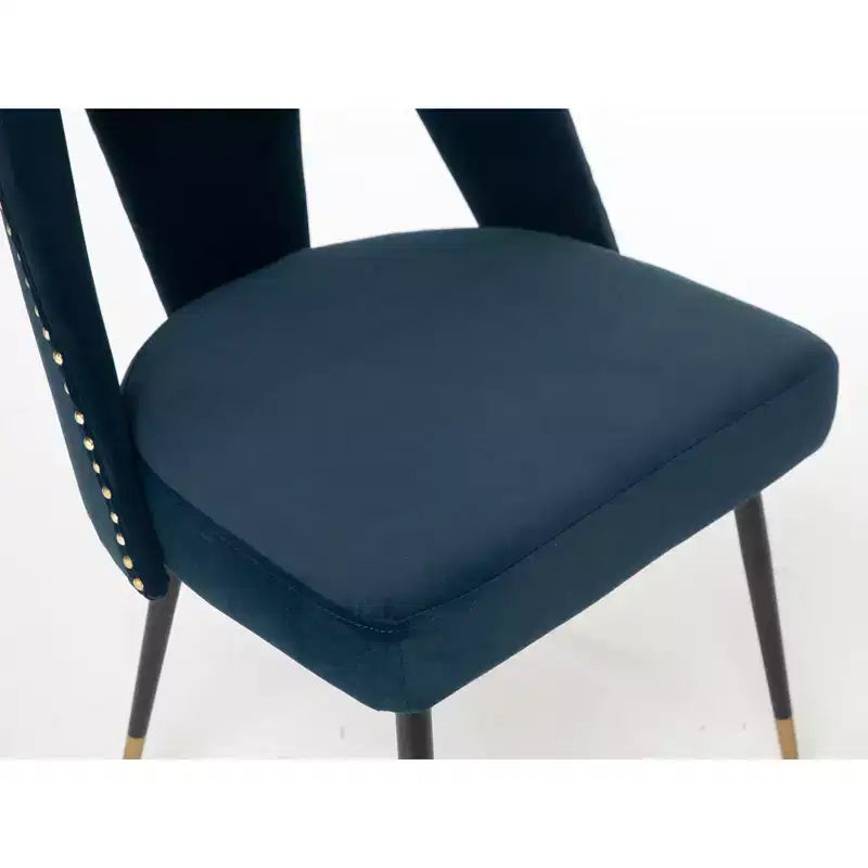 Chaises de salle à manger TUYOHW incurvées et à dossier ouvert avec clous décoratifs, lot de 2 chaises de cuisine en velours avec pieds en métal, chaises de salle à manger modernes pour salon