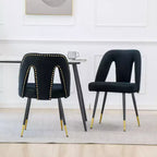 Chaises de salle à manger TUYOHW incurvées et à dossier ouvert avec clous décoratifs, lot de 2 chaises de cuisine en velours avec pieds en métal, chaises de salle à manger modernes pour salon
