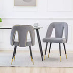 Chaises de salle à manger TUYOHW incurvées et à dossier ouvert avec clous décoratifs, lot de 2 chaises de cuisine en velours avec pieds en métal, chaises de salle à manger modernes pour salon