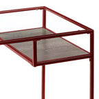 TUYOHW Bureau, Bureaux d'étude avec étagère de rangement, Plateau en verre transparent, Cadre en métal, Piétement luge, Bureau rectangulaire moderne pour bureau à domicile, bureau, chambre à coucher