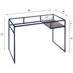 TUYOHW Bureau, Bureaux d'étude avec étagère de rangement, Plateau en verre transparent, Cadre en métal, Piétement luge, Bureau rectangulaire moderne pour bureau à domicile, bureau, chambre à coucher