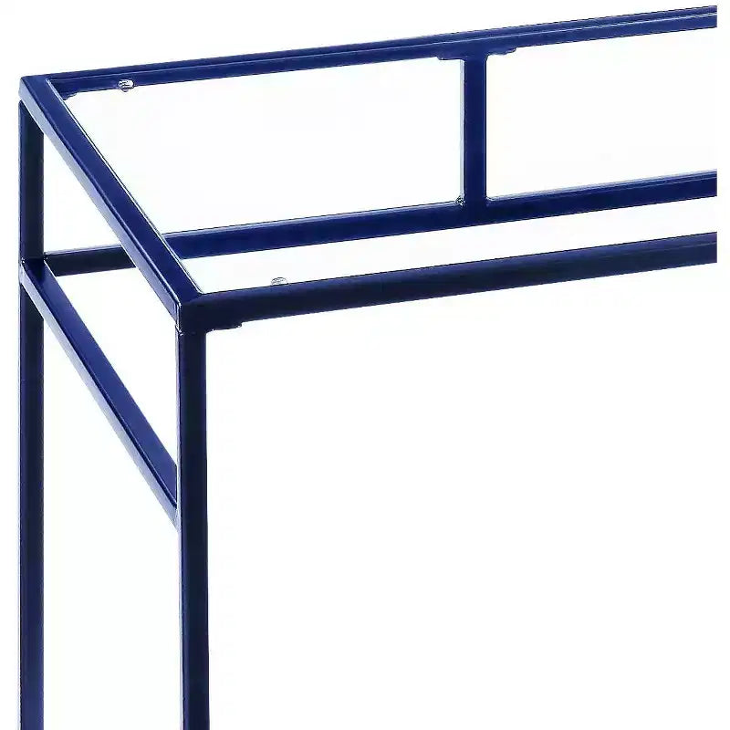 TUYOHW Bureau, Bureaux d'étude avec étagère de rangement, Plateau en verre transparent, Cadre en métal, Piétement luge, Bureau rectangulaire moderne pour bureau à domicile, bureau, chambre à coucher