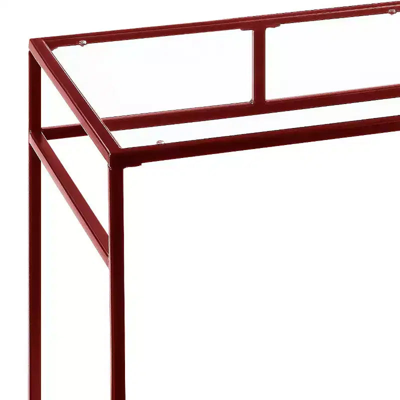 TUYOHW Bureau, Bureaux d'étude avec étagère de rangement, Plateau en verre transparent, Cadre en métal, Piétement luge, Bureau rectangulaire moderne pour bureau à domicile, bureau, chambre à coucher