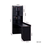 TUYOHW Bureau d'angle en L, Bureau informatique avec huche et étagère, Bureau d'étude 2 en 1 avec tiroirs et armoires, Bureau de travail moderne pour le bureau et l'étude