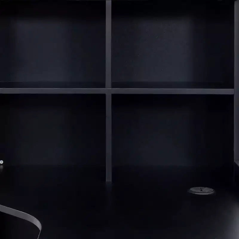 TUYOHW Bureau d'angle en L, Bureau informatique avec huche et étagère, Bureau d'étude 2 en 1 avec tiroirs et armoires, Bureau de travail moderne pour le bureau et l'étude
