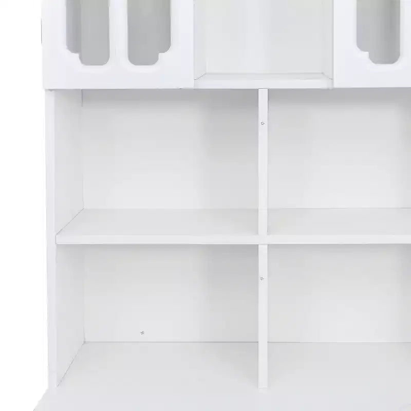 TUYOHW Bureau d'angle en L, Bureau informatique avec huche et étagère, Bureau d'étude 2 en 1 avec tiroirs et armoires, Bureau de travail moderne pour le bureau et l'étude