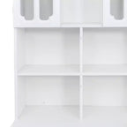 TUYOHW Bureau d'angle en L, Bureau informatique avec huche et étagère, Bureau d'étude 2 en 1 avec tiroirs et armoires, Bureau de travail moderne pour le bureau et l'étude