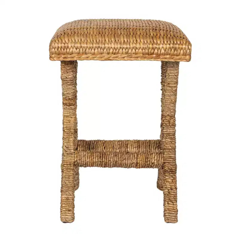 Tabouret en jacinthe d'eau tressée Storied Home, finition naturelle