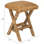 Tabouret en jacinthe d'eau tressée Storied Home, finition naturelle