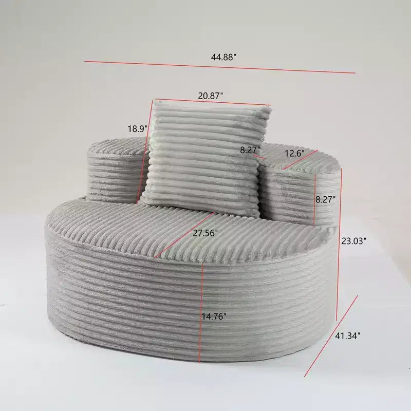 Canapé de salon en velours côtelé TUYOHW, canapé moderne rembourré en tissu côtelé avec coussins décoratifs, canapés pour salon, chambre à coucher, aucun assemblage requis, gris fumée