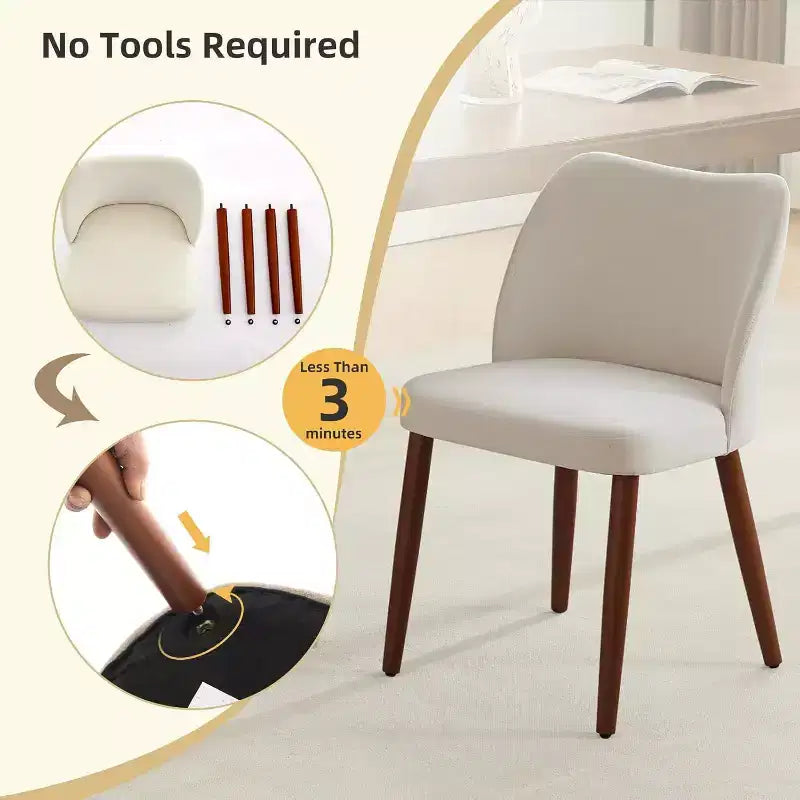 Chaises de salle à manger modernes - Chaises de cuisine rembourrées avec dossier haut, sièges épais rembourrés et pieds en bois, idéales pour la salle à manger/la cuisine