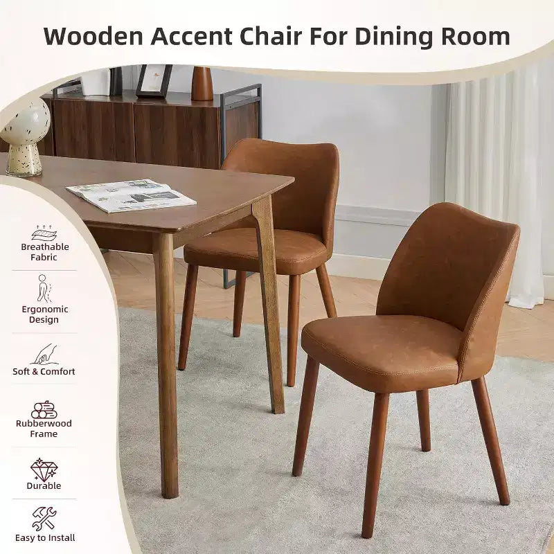 Chaises de salle à manger modernes - Chaises de cuisine rembourrées avec dossier haut, sièges épais rembourrés et pieds en bois, idéales pour la salle à manger/la cuisine