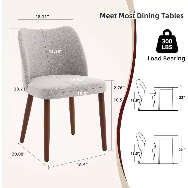 Chaises de salle à manger modernes - Chaises de cuisine rembourrées avec dossier haut, sièges épais rembourrés et pieds en bois, idéales pour la salle à manger/la cuisine