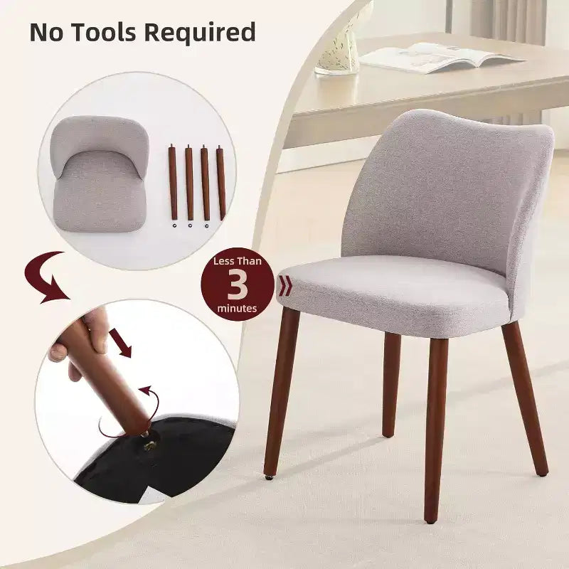 Chaises de salle à manger modernes - Chaises de cuisine rembourrées avec dossier haut, sièges épais rembourrés et pieds en bois, idéales pour la salle à manger/la cuisine