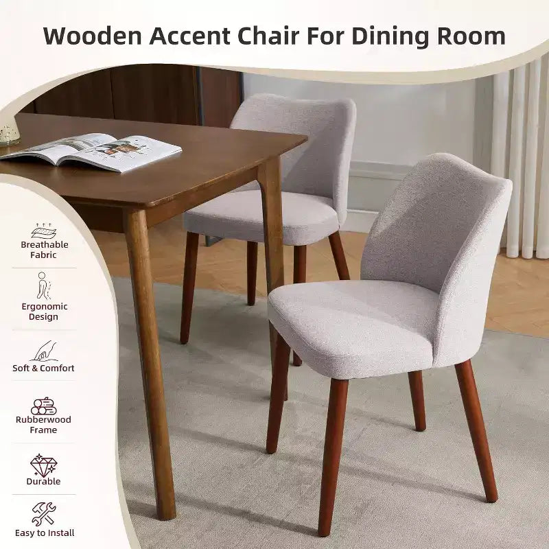 Chaises de salle à manger modernes - Chaises de cuisine rembourrées avec dossier haut, sièges épais rembourrés et pieds en bois, idéales pour la salle à manger/la cuisine