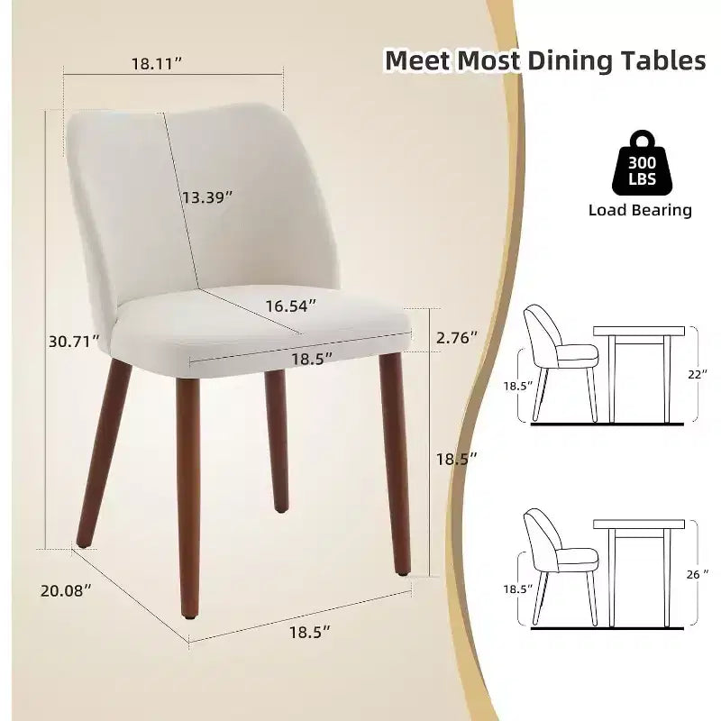 Chaises de salle à manger modernes - Chaises de cuisine rembourrées avec dossier haut, sièges épais rembourrés et pieds en bois, idéales pour la salle à manger/la cuisine