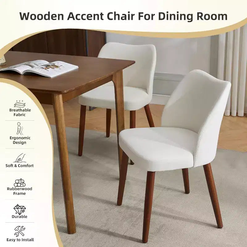 Chaises de salle à manger modernes - Chaises de cuisine rembourrées avec dossier haut, sièges épais rembourrés et pieds en bois, idéales pour la salle à manger/la cuisine