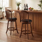Lot de 2/4 tabourets de bar pivotants Costway, hauteur de comptoir 63,5 cm avec dossiers, cadre en bois marron