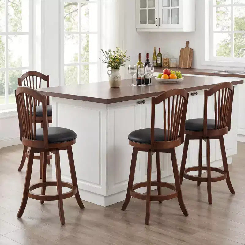 Lot de 2/4 tabourets de bar pivotants Costway, hauteur de comptoir 63,5 cm avec dossiers, cadre en bois marron