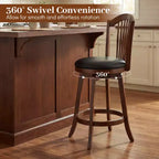 Lot de 2/4 tabourets de bar pivotants Costway, hauteur de comptoir 63,5 cm avec dossiers, cadre en bois marron