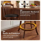 Lot de 2/4 tabourets de bar pivotants Costway, hauteur de comptoir 63,5 cm avec dossiers, cadre en bois marron