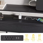 Lit plateforme double en métal avec lumières LED Station de recharge Tête de lit à 2 niveaux avec étagère Bois industriel Pas besoin de sommier Prise USB Ado