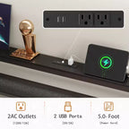 Cadre de lit plateforme en métal Queen Size avec rangement, tête de lit, lumières LED, station de charge, ports USB, support robuste noir, aucun sommier tapissier requis, chambre à coucher