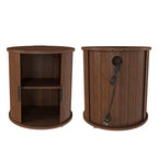 JVNOXK Ensemble deux pièces : Table d'appoint cylindrique de style médiéval moderne et table de chevet de rangement, convient aux salons, Noyer