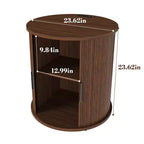 JVNOXK Ensemble deux pièces : Table d'appoint cylindrique de style médiéval moderne et table de chevet de rangement, convient aux salons, Noyer