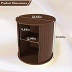 JVNOXK Ensemble deux pièces : Table d'appoint cylindrique de style médiéval moderne et table de chevet de rangement, convient aux salons, Noyer