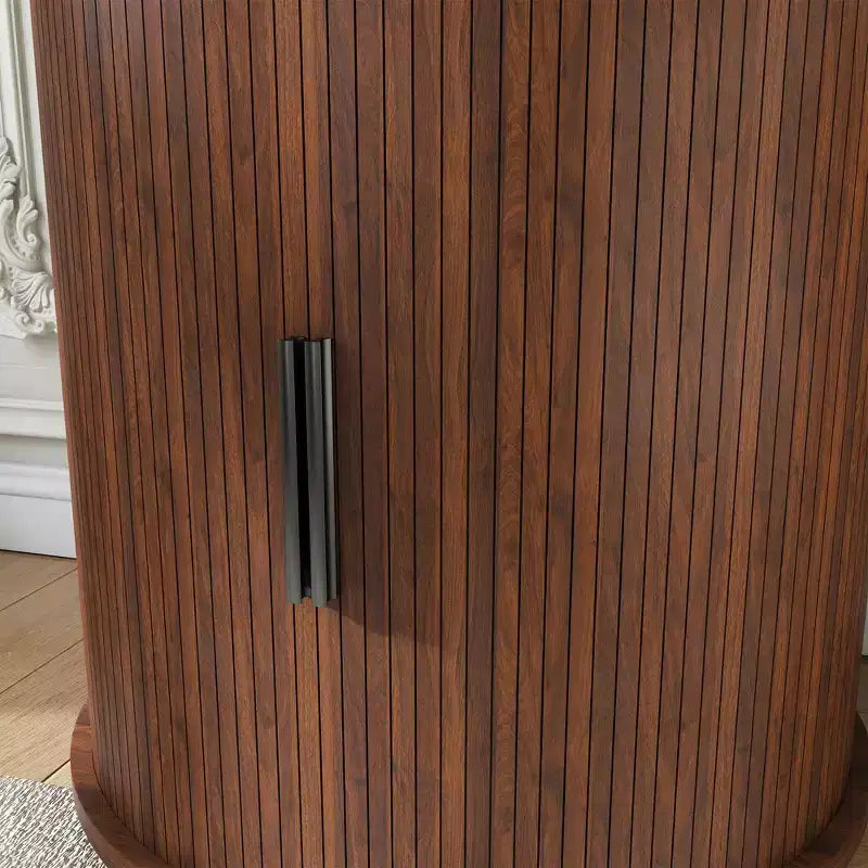 JVNOXK Ensemble deux pièces : Table d'appoint cylindrique de style médiéval moderne et table de chevet de rangement, convient aux salons, Noyer