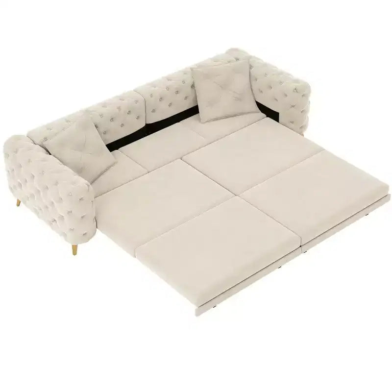 Canapé-Lit Moderne King Size avec Ottomane Mobile, Canapé-Lit Extractible en Velours Profond pour Salon ou Chambre d'amis - Panipeachy