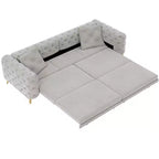 Canapé-Lit Moderne King Size avec Ottomane Mobile, Canapé-Lit Extractible en Velours Profond pour Salon ou Chambre d'amis - Panipeachy