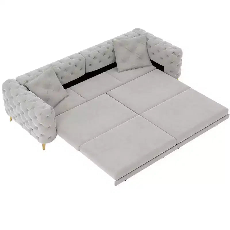 Canapé-Lit Moderne King Size avec Ottomane Mobile, Canapé-Lit Extractible en Velours Profond pour Salon ou Chambre d'amis - Panipeachy