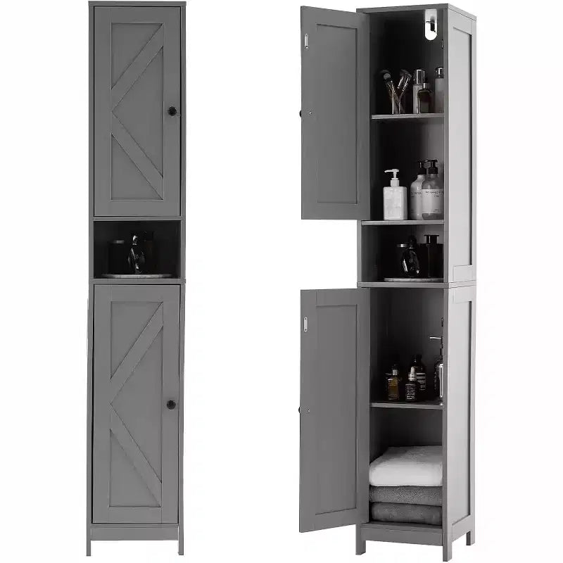 Acekool 66.9 Inch Tall Freestanding Storage Cabinet, Water-Resistant Double Doors, Adjustable Shelves, Organizer for Bathroom or Kitchen