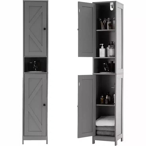 Acekool 66.9 Inch Tall Freestanding Storage Cabinet, Water-Resistant Double Doors, Adjustable Shelves, Organizer for Bathroom or Kitchen