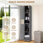 Acekool Armoire de rangement autoportante de 170 cm de haut, portes doubles résistantes à l'eau, étagères réglables, organisateur pour salle de bain ou cuisine