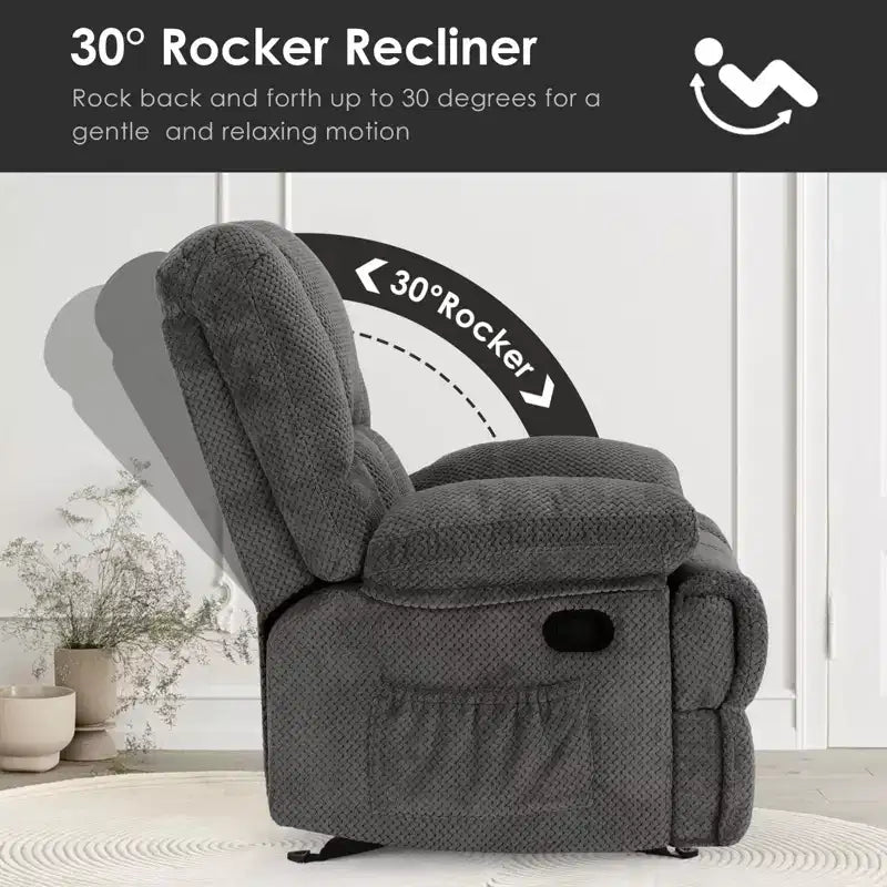 Fauteuil inclinable à bascule TUYOHW pour adultes, fauteuil de salon avec 3 modes de relaxation, fauteuil pour salon, chambre, bureau, capacité de 150 kg