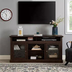 Meuble TV de 60 pouces pour téléviseurs jusqu'à 65 pouces, meuble de divertissement avec gestion des câbles, console marron classique pour salon