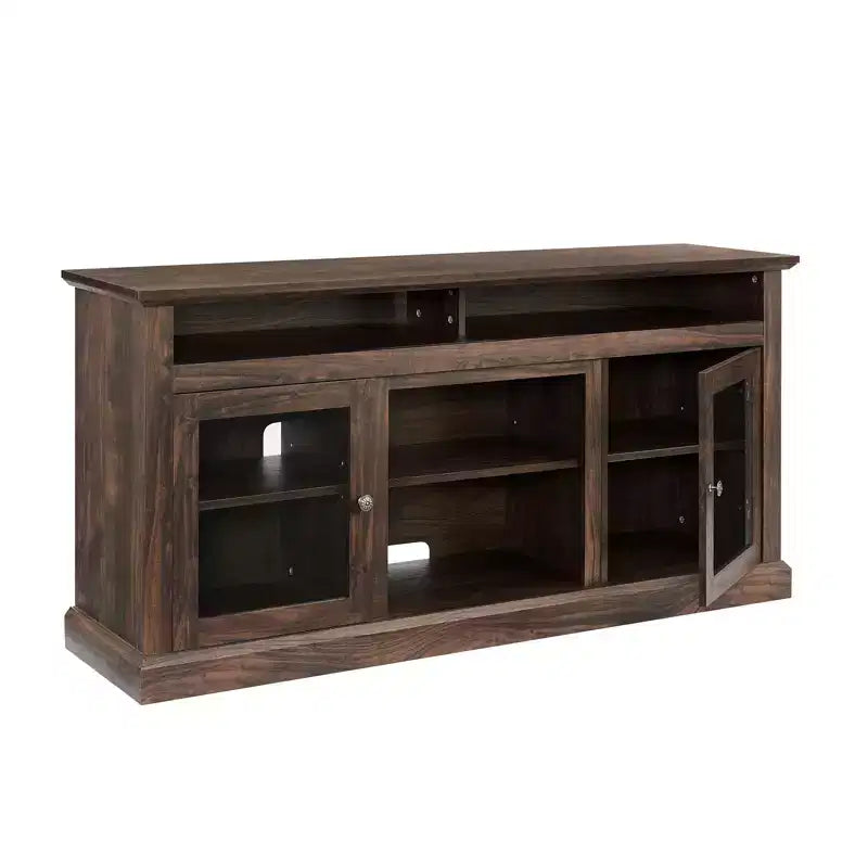Meuble TV de 60 pouces pour téléviseurs jusqu'à 65 pouces, meuble de divertissement avec gestion des câbles, console marron classique pour salon