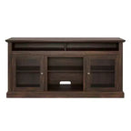 Meuble TV de 60 pouces pour téléviseurs jusqu'à 65 pouces, meuble de divertissement avec gestion des câbles, console marron classique pour salon
