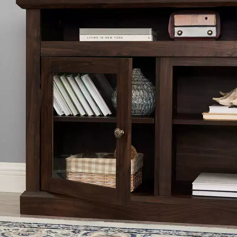 Meuble TV de 60 pouces pour téléviseurs jusqu'à 65 pouces, meuble de divertissement avec gestion des câbles, console marron classique pour salon