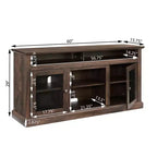 Meuble TV de 60 pouces pour téléviseurs jusqu'à 65 pouces, meuble de divertissement avec gestion des câbles, console marron classique pour salon