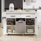 Chariot d'îlot de cuisine sumyeg avec rangement pour poubelle, abattant, porte-épices, porte-serviettes et tiroir, desserte roulante avec étagère réglable pour la cuisine