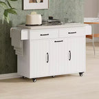 Chariot d'îlot de cuisine sumyeg avec rangement pour poubelle, abattant, porte-épices, porte-serviettes et tiroir, desserte roulante avec étagère réglable pour la cuisine