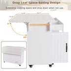 Chariot d'îlot de cuisine sumyeg avec rangement pour poubelle, abattant, porte-épices, porte-serviettes et tiroir, desserte roulante avec étagère réglable pour la cuisine
