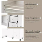sumyeg Îlot de cuisine roulant avec plateau en bois massif, abattant, roulettes verrouillables, armoire de rangement, étagère à épices, porte-serviettes et tiroir, 133,9 cm