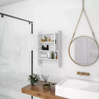 Meuble Mural de Salle de Bain sumyeg avec Portes, Étagère Réglable, Porte-Serviettes et Porte-Papier