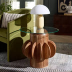 Table d'appoint Marata en verre - ACC3222 - Verre/Noyer - Safavieh