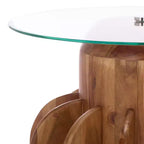 Table d'appoint Marata en verre - ACC3222 - Verre/Noyer - Safavieh